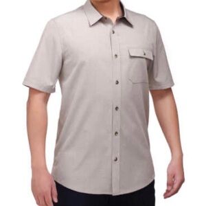 Avalanche Short Sleeve Lightweight Button Down Casual Shirt Khaki Men’s Medium